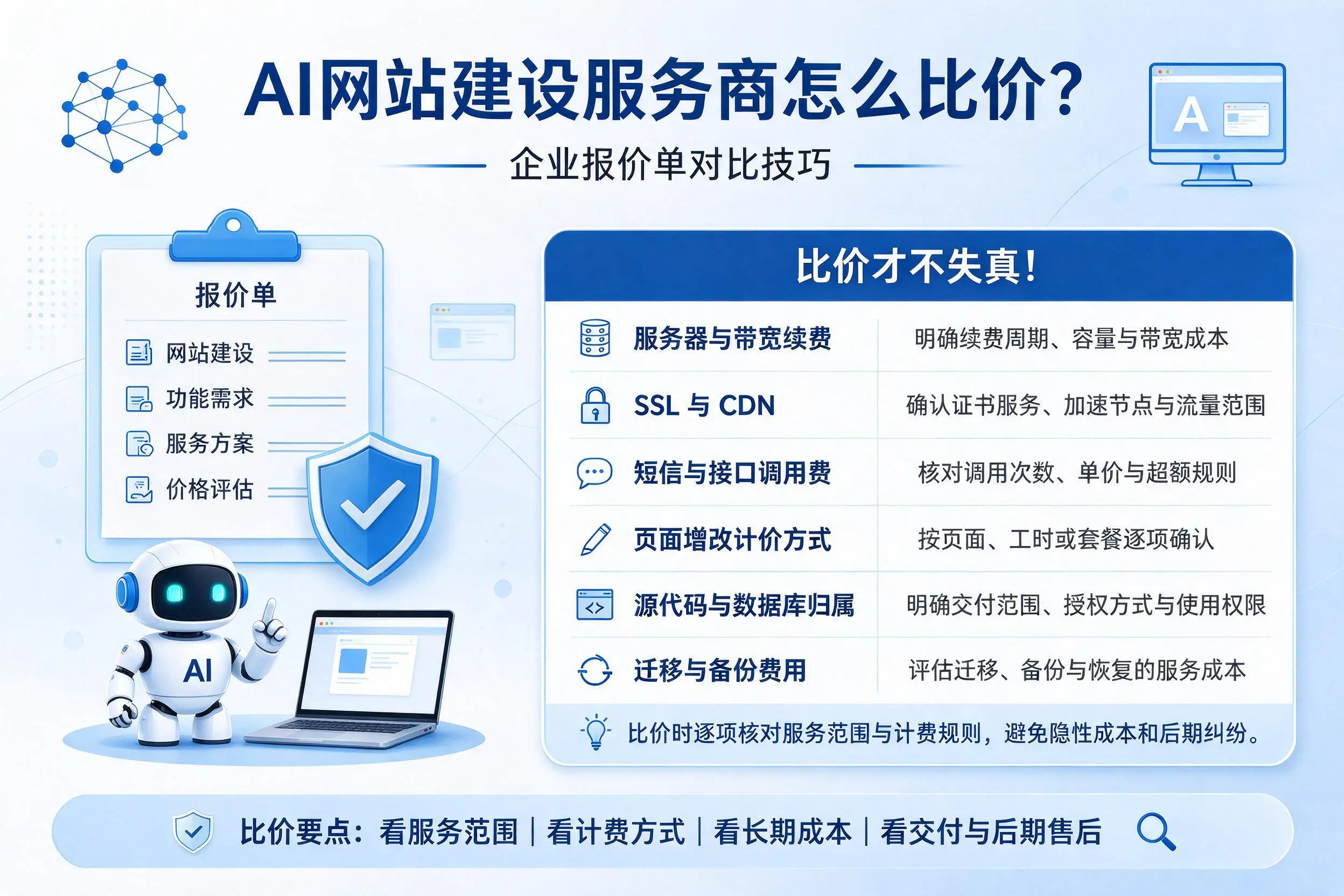 AI网站建设服务商怎么比价？太原企业报价单对比技巧