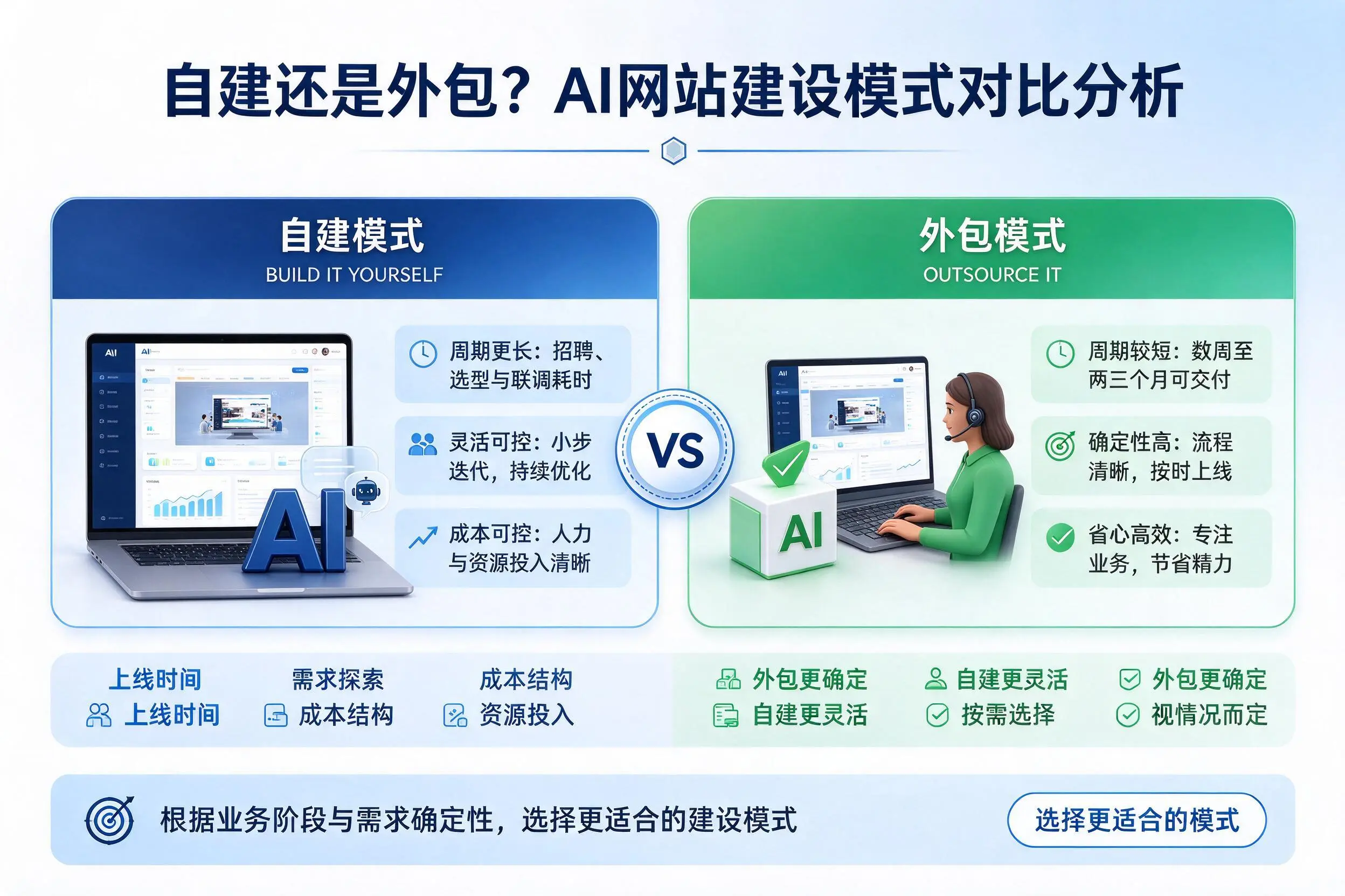 自建还是外包？太原AI网站建设模式对比分析